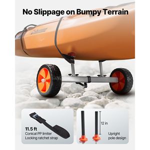 Carrello per Kayak con Pneumatici Solidi in PU da 10 Pollici e Cavalletto, Smontabile, Capacità di Carico 104 Kg, Carrello per Canoa - Product Image 4