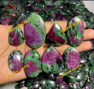 Natural Loose <b>Ruby</b> Zoisite Cabochon AAA Grade Handmade FAIJAN GEMS Third Party Certified Rajasthan Green Gemstone Jewellery - Product Image 2