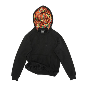 Sweat-shirt à capuche noir pour homme, coupe ample, en molleton de coton, style streetwear décontracté, avec poches, pour l'automne, motif imprimé à l'intérieur - Product Image 1
