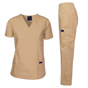 Ensemble de blouses médicales pour hommes, violet, col en V, manches courtes, uniforme en coton et polyester tissé, vêtements d'hôpital - Product Image 1
