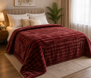 <b>Heavy</b> Weight 100% Polyester Knitted Flannel Fleece All-Season Modern Warm Soft Plush Plain Dyed Rectangle <b>Blanket</b> Bed - Product Image 1