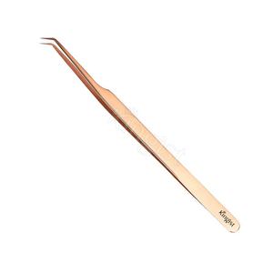 แหนบต่อขนตา 45 องศา ยาว 14 ซม. สแตนเลสสตีล ปลายแหลมบางเฉียบ สำหรับต่อขนตาแบบวอลลุ่ม สีโรสโกลด์ ทนทาน แหนบต่อขนตาแบบสั่งทำพิเศษ - Product Image 1