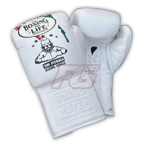 No Boxing No Life Guantes de Boxeo MMA de Cuero Vacuno Personalizados con Cierre de Cordones en los Dedos Completos, Absorción de Humedad y Antideslizantes para Combate - Product Image 5
