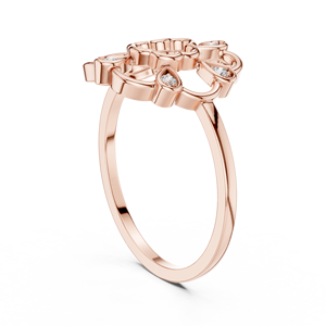 Rose Gold <b>Diamond</b> <b>Ring</b> Geometric Bridal Band Oval Cut Engagement Jewelry Gift Elegant Yellow Gold Open Floral Clover <b>Ring</b> - Product Image 2