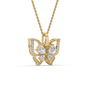 Collier pendentif papillon en diamant de laboratoire or, collier papillon en diamant taille poire, bijoux fins - Product Image 4