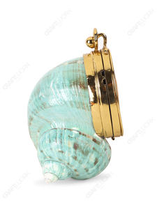 Bolso de Noche de Concha Natural Espiral Verde Espuma Marina Hecho a Mano con Marco Dorado, Lujo para Resort, Exportación OEM - Product Image 3