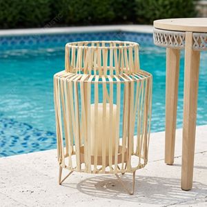 Lanterne nordique cannelée en forme de feuille de palmier, support de bougie sur trépied, lanternes suspendues, support de bougie en verre pour jardin, lumière décorative intérieure pour la maison - Product Image 4