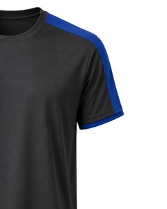 T-shirt de sport pour homme personnalisé par le fabricant, noir et bleu royal, séchage rapide, respirant, polyester, pour la gym, le fitness, la course à pied et les activités athlétiques - Product Image 4