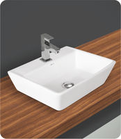 Vasque carrée en céramique haut de gamme, super blanche, pour salle de bain, lavabo moderne, articles sanitaires fabriqués en Inde