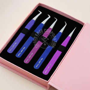 New Design Fiber Tip l Shaped <b>Lash</b> Applicator Tweezers <b>Premade</b> Fan Eyelash Extension Tweezer 92 Degree Volume <b>Lashes</b> - Product Image 2