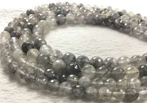 ลูกปัดควอตซ์สีเทาทรงกลมเหลี่ยมเพชรพลอยแบบเต็มเม็ด หินธรรมชาติ สำหรับทำสร้อยข้อมือ สร้อยคอ เครื่องประดับ DIY - Product Image 4