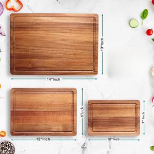 Tabla de Cortar de Madera de Acacia de Alta Calidad, Tabla de Cortar Creativa de Madera Maciza con Diseño de Tablero de Ajedrez para Cocina - Product Image 3