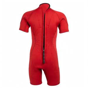 Combinaison de plongée courte en néoprène 3 mm pour homme, manches longues, pour surf, natation et plongée, col montant, fermeture éclair dorsale, design color block - Product Image 2