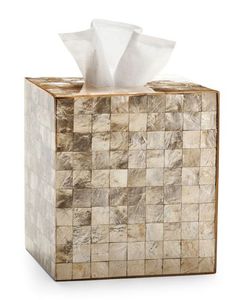 Square Mother Of Pearl Tissue Box <b>Cover</b> Glossy Modern Storage <b>Bin</b> For Living Room Tabletop Mount - Product Image 3