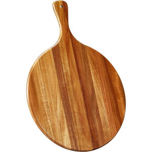 Tabla de cortar de madera de acacia de 12 pulgadas, paleta para queso, bandeja para servir pan y galletas con asa, ecológica. - Product Image 4