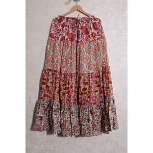 Falda Larga hasta el Tobillo para Mujer, Diseño Envolvente con Estampado de Bloques de Algodón de Color Personalizado, Ecológica, Transpirable e Informal - Product Image 3