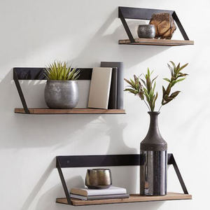 Minimalist Three Tier Wood <b>Wall</b> <b>Shelf</b> with Iron Bracket Adjustable Storage Rack for Living Room wallshelf - Product Image 5