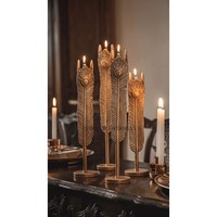Porte-bougie en métal sculpté de qualité supérieure, décoré de plumes plaquées or haut de gamme, pour la maison et les hôtels, accessoires de décoration de table.