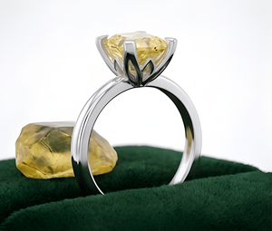 Bague solitaire fantaisie en diamant jaune rectangulaire radiant cultivé en laboratoire pour femme, idéale pour les fiançailles, les mariages et les propositions de mariage - Product Image 2