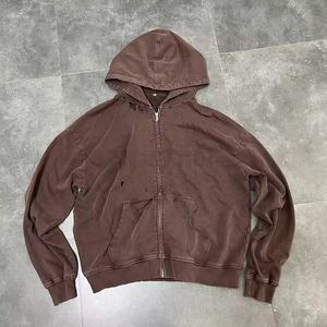 เสื้อฮู้ดซิปแบบสวมใส่สบายสำหรับผู้ชาย สีน้ำตาลล้วน สวมใส่สบายในฤดูหนาว ผลิตจากผ้าโพลีเอสเตอร์/ผ้าฝ้ายฟลีซ ป้องกันการเป็นขุย ลายพิมพ์ 3 มิติ - Product Image 1