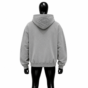 Sudadera con Capucha Oversize Estampada de Leopardo, Estilo Vintage, con Efecto Desgastado y Lavado Ácido, de Algodón, Color Gris Lavado - Product Image 2