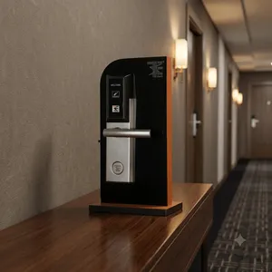 Serrure de porte électronique intelligente TES 302 SSB Silver Smart Hotel Lock, finition noire, RFID, pour hôtels, complexes hôteliers, chambres d'hôtes - Product Image 3