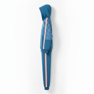 Wholesale Blue Tracksuit Set Full <b>Zip</b> <b>Hooded</b> Jacket and Pants Solid Breathable Lightweight Quick Dry Casual Style Winter Wear - Product Image 5
