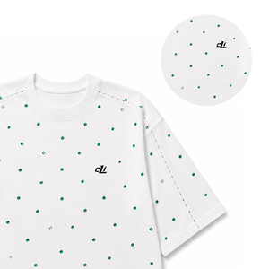 Customized Rhinestone Embellished women's shirt Emerald Green Crystals Cotton Knit T-Shirt Casual Short Sleeve Pearl <b>Beads</b> Shirt - Product Image 4