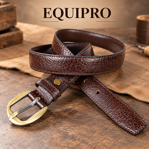 Ceinture décontractée Equipro en cuir marron avec boucle ardillon en alliage, texture unie, moulage monobloc, design durable, écologique, finition artisanale, 3,5 cm - Product Image 2
