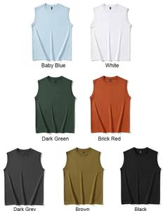 Camiseta sin mangas de algodón 100% para hombre, diseño holgado, borde sin rematar, chaleco de punto, informal, sin mangas, ecológico, anti-UV, cuello redondo, secado rápido - Product Image 6