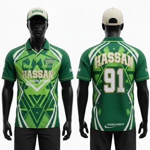 เสื้อคริกเก็ตชาย 180 GSM ผ้าโพลีเอสเตอร์พรีเมียมแบบอินเตอร์ล็อค ไมโครเมช สีดำทอง ดีไซน์ลายแผง  ปักโลโก้ด้วยเทคนิคซับลิเมชั่น - Product Image 5
