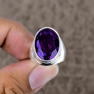 Anillo de Plata de Ley 925 con Amatista Púrpura Natural, Anillo de Piedras Preciosas Hecho a Mano para Hombre y Mujer, Joyería de Lujo al por Mayor - Product Image 2