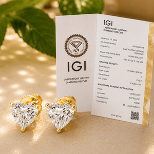 Boucles d'oreilles clous en diamant de laboratoire en forme de cœur, certifiées IGI DEF VVS VS, en or massif, vente en gros d'usine, fabricant de bijoux OEM ODM - Product Image 2