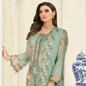 Salwar Kameez de style pakistanais brodé de haute qualité, tenue de soirée spéciale, costumes Sharara indiens et pakistanais en mousseline de soie - Product Image 3