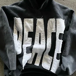 Embroidered Patch and Printed Design Men Distressed Hoodie Men Hoodie with Hand-Stitched Embroidery and Distressed Look - Product Image 6