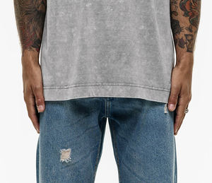 Camiseta Corta de Corte Holgado al por Mayor, Lavado Ácido, Estilo Vintage, 250 Gsm, Algodón, Camisetas Oversize de Gran Gramaje para Hombre - Product Image 5