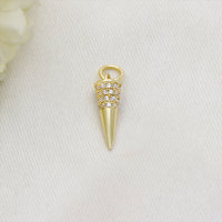 Pendentif Conique Micro-Pavé en Argent Sterling 925 Plaqué Or avec Breloques Mini-Spike et Zircons Cubiques pour Colliers et Bijoux DIY - Vente en Gros
