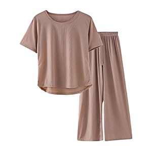 Premium Set di <span class=keywords><strong>pigiama</strong></span> intrecciato da <span class=keywords><strong>donna</strong></span> in <span class=keywords><strong>cotone</strong></span> traspirante doppio Jersey romantico modello di lusso invernale di finitura in tessuto Premium - Product Image 1
