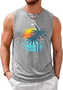 Camiseta sin mangas de poliéster para hombre, cuello redondo, informal, transpirable, de punto, de secado rápido, con estampado por transferencia térmica - Product Image 3