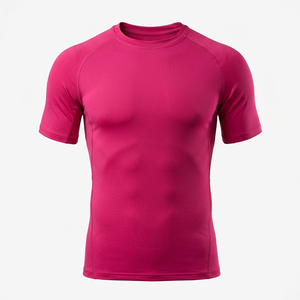T-shirt de compression pour homme, manches courtes, coupe ajustée, léger, séchage rapide, respirant, vêtements de sport pour la salle de sport, entraînement, t-shirt de compression - Product Image 1