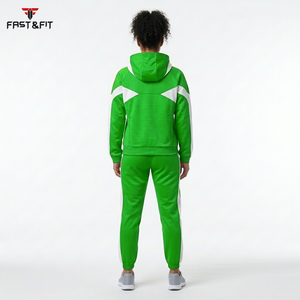 Ensemble de survêtement 100 % coton avec fermeture éclair pour femme, coupe ajustée, vêtements de sport épais, mode hiver, fabriqué au Pakistan - Product Image 2