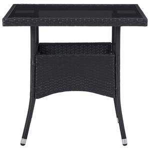 Mesa de Comedor de Ratán PE Negro con Estructura de Acero y Cubierta de Vidrio Templado, Muebles de Patio Elegantes - Product Image 2