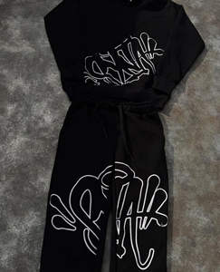 Survêtement ample et décontracté pour homme, fabriqué sur mesure - Ensemble sweat à capuche et pantalon évasé à double taille pour le printemps - Product Image 3