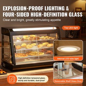 Scaldavivande Commerciale a 3 Livelli 1500W con Ripiani Regolabili e Temperatura 86-185°F per Mantenimento e Riscaldamento Alimenti - Product Image 5