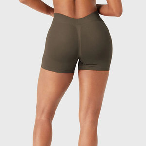 Shorts de sport personnalisés avec logo, couleur unie, respirants, séchage rapide, pour femme, taille mi-haute, taille élastique, en polyester tricoté - Product Image 2