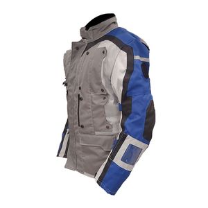 Blouson de moto pour homme à manches longues, color-block, gris et bleu, coupe régulière, coupe-vent, toutes saisons - Product Image 1