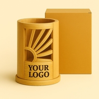 Organisateur de bureau en bambou brun fait main, porte-stylos |   Stockage écologique et durable pour le bureau et l'école |   Design rustique minimaliste |