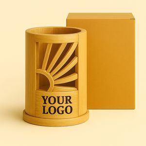 Handmade Round Bamboo <b>Desk</b> Organizer Pen Holder | Eco-Friendly Office & School Use Storage | Custom Logo | OEM ODM Wholesale - Product Image 6