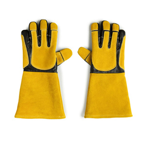 Gants de soudage TIG/MIG en cuir de chèvre et croûte de cuir de vache certifiés CE EN388 EN420, doublure en tissu, anti-coupure, résistants à la chaleur et aux flammes, sécurité - Product Image 1