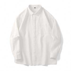 Summer Breathable Knitted 160g Polyester/Cotton Satin Solid Casual Anti-Wrinkle Single Button Turn-<b>down</b> Collar Full Men's Shirt - Product Image 1